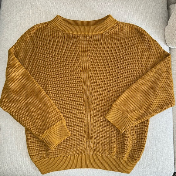 NWT Ann Taylor Crewneck Cotton Blend Knot Sweater Golden Knit - Picture 1 of 7